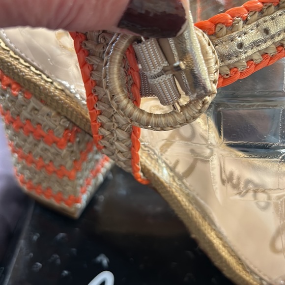 SAM EDELMAN brand new raffia sandals in orange, purple and neutral with beads s9 - Picture 9 of 11